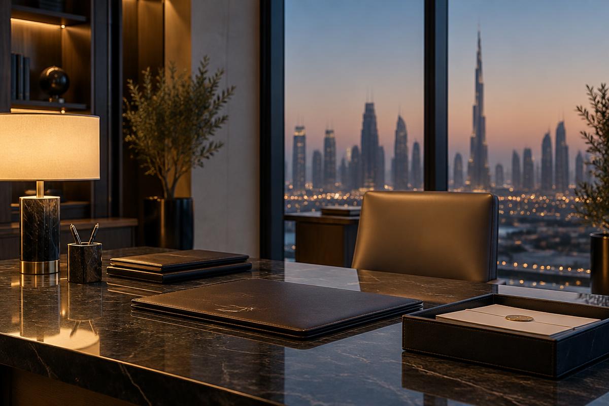 Institutional glass financial tower in Dubai representing compliance and governance